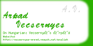 arpad vecsernyes business card